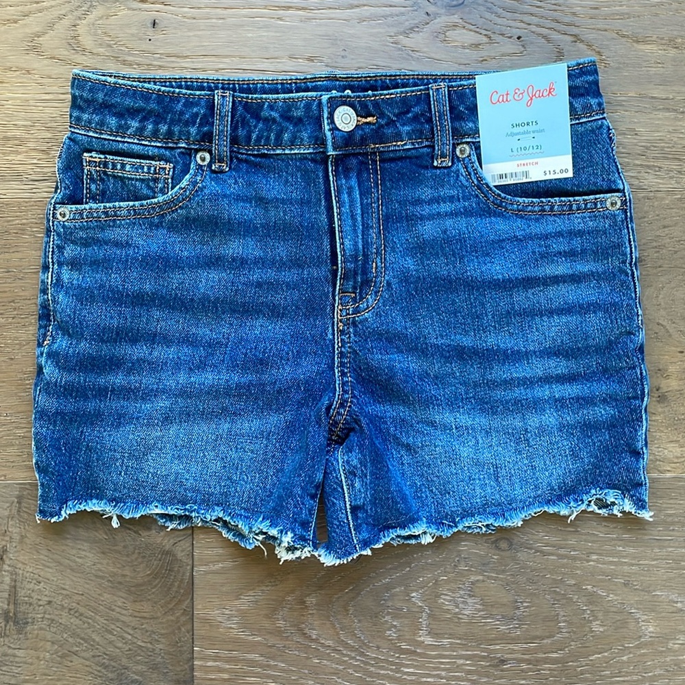 Cat & Jack Adjustable Waist Shorts with Stretch Size Large 10 / 12 Snap Closure